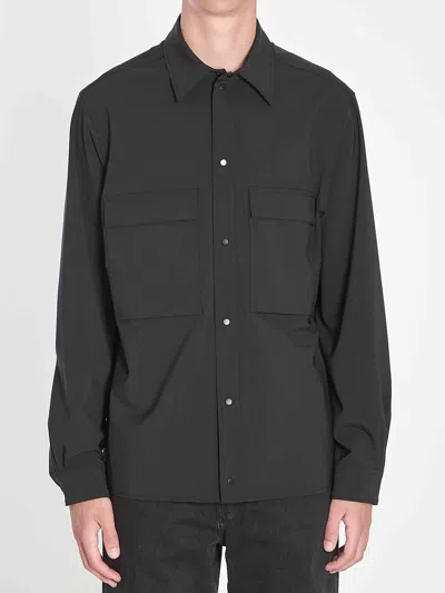 Moncler Long-sleeve Patch-pocket Shirt In Black