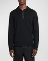 Moncler Men's Long-sleeve Zip Polo Sweater In Black