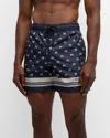 Moncler Men's M-print Swim Shorts In Dark Blue