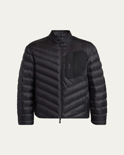 Moncler Men's Mackinac Diagonal-quilted Down Biker Jacket In Black