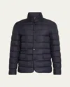 Moncler Men's Malinvern Down Blazer Jacket In Medium Blue