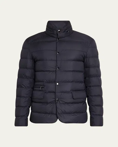 Moncler Men's Malinvern Down Blazer Jacket In Medium Blue