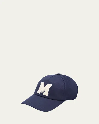 Moncler Men's Maxi-m Logo Cotton Baseball Cap In Blue