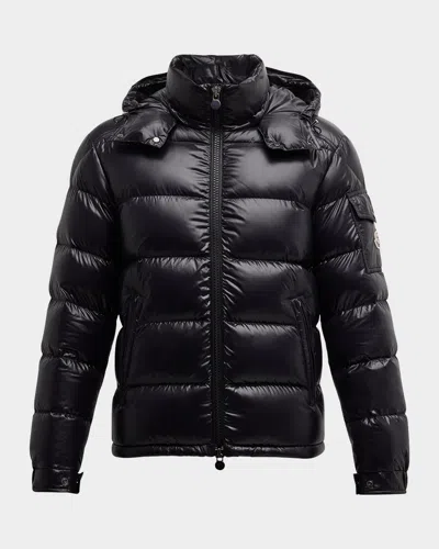 Moncler Men Detachable Hood Padded Down Jacket In Black