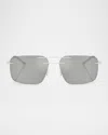 Moncler Men's Me4003 Rectangular Sunglasses In Matte Silver