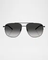 Moncler Men's Me4004 Aviator Sunglasses In Matte Black