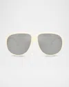 Moncler Men's Me8001 Aviator Sunglasses In Clear
