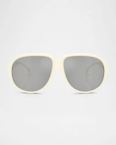Moncler Men's Me8001 Aviator Sunglasses In White