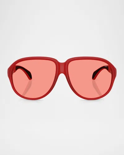 Moncler Men's Me8001 Aviator Sunglasses In Red