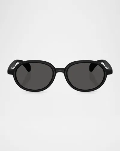 Moncler Men's Me8006 Oval Sunglasses In Black