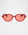 Moncler Round Frame Sunglasses In Pink