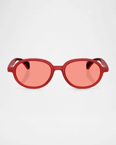 Moncler Men's Me8006 Oval Sunglasses In Pink