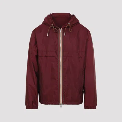 Moncler Hooded Jacket With Adjustable Hood For Men In Burgundy
