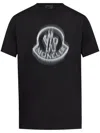 Moncler Men's Cotton Faded Logo T-shirt In Black