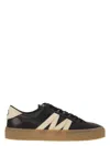 Moncler Monaco2 Low-top Leather Sneakers In Dark Grey