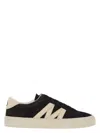 Moncler Suede Finish Sneakers With Contrast Sole In Navy