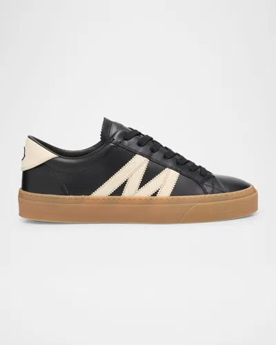 MONCLER MEN'S MONACO2 LEATHER AND NUBUCK LOW-TOP SNEAKERS