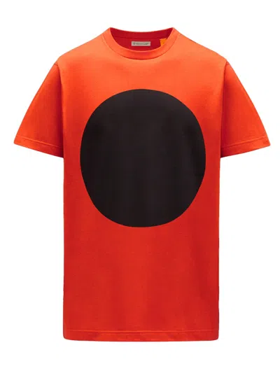 Pre-owned Moncler Men's  5 Craig Green Printed T-shirt In Bright Orange/black