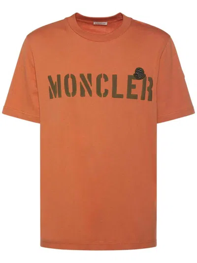 Pre-owned Moncler Men's  Center Logo T-shirt In Orange