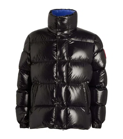 Pre-owned Moncler Men's  Dervox Short Down Puffer Jacket In Black/blue/red