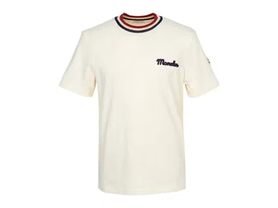 Pre-owned Moncler Men's  Embroidered Logo Cotton T-shirt In Ivory In White