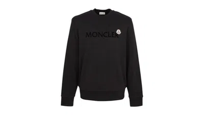Pre-owned Moncler Men's  Flocked Logo Sweatshirt In Black