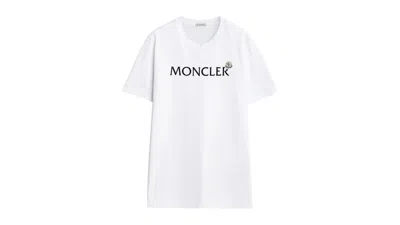 Pre-owned Moncler Men's  Flocked Logo T-shirt In White
