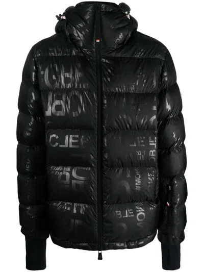 Pre-owned Moncler Men's  Grenoble Allover Logo Down Jacket In Black