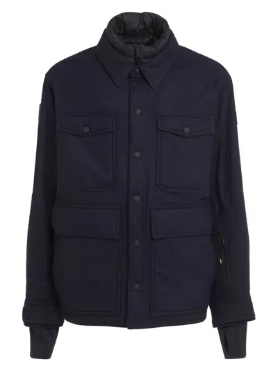 Moncler Men's  Grenoble Collection Jacket, Navy Blue Antuco Model Straight Cut Front Zipper And Snap In 780