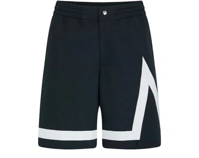 Pre-owned Moncler Men's  Logo Bermuda Shorts In Black