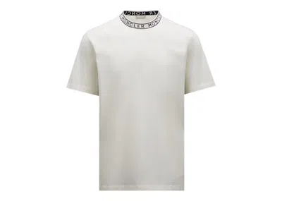 Pre-owned Moncler Men's  Logo Collar T-shirt In Off White
