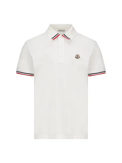 Pre-owned Moncler Men's  Logo Patch Shortsleeved Polo Shirt In White