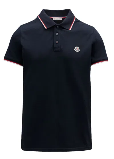 Pre-owned Moncler Men's  Logo Polo Shirt In Navy Blue/red/white