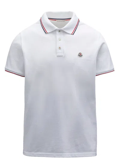 Pre-owned Moncler Men's  Logo Polo Shirt In White/red/black