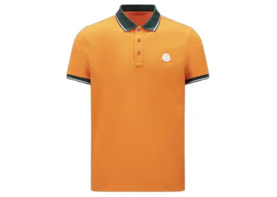 Pre-owned Moncler Men's  Logo Poloshirt In Orange/green