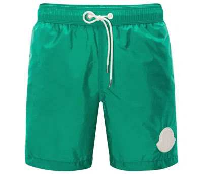 Pre-owned Moncler Men's  Logo Swim Short In Green