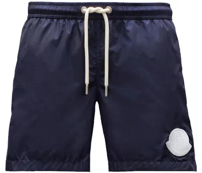 Pre-owned Moncler Men's  Logo Swim Short In Navy Blue