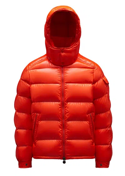 Pre-owned Moncler Men's  Maya Short Down Jacket In Bright Orange
