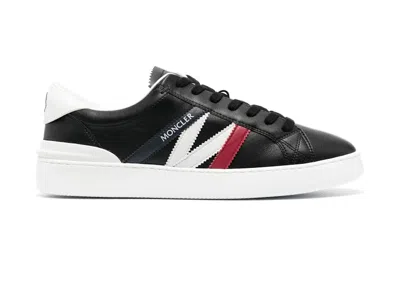 Pre-owned Moncler Men's  Monaco Low Top Sneakers In Black/navy Blue/white