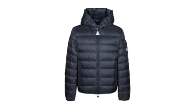 Pre-owned Moncler Men's  Najan Hooded Short Down Jacket In Navy Blue
