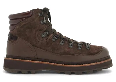 Pre-owned Moncler Men's  Peka Hiking Boot Suede Sneakers In Brown