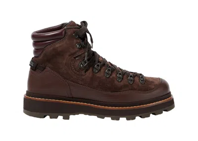 Pre-owned Moncler Men's  Peka Trek Leather Hiking Boots Sneakers In Brown