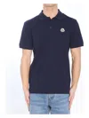 Moncler Blue Tricol-trimmed Pique Polo Shirt In Blue