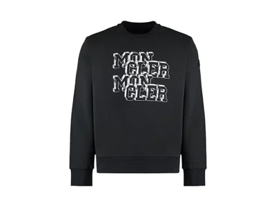 Pre-owned Moncler Men's  Stacked Logo Printed Sweatshirt In Black