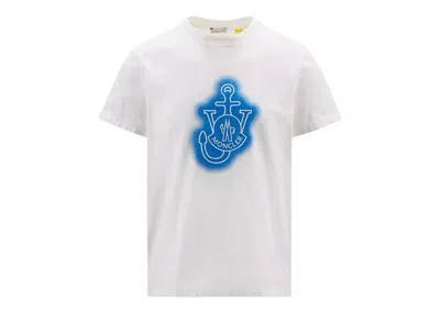Pre-owned Moncler Men's  X Jw Anderson Logo T-shirt In White/light Blue
