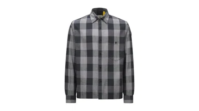 Pre-owned Moncler Men's  X Mercedesbenz Nigo Plaid Cotton Shirt In Black & Grey In Multi