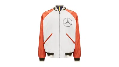 Pre-owned Moncler Men's  X Mercedesbenz Nigo Satet Reversible Satin Bomber In Jacket Orange