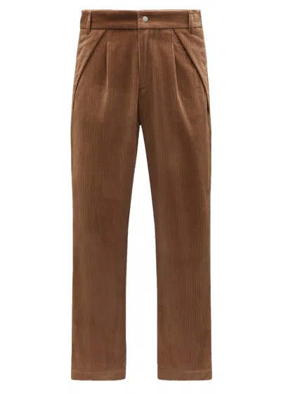 Pre-owned Moncler Men's  X Palm Angels Corduroy Trousers In Brown