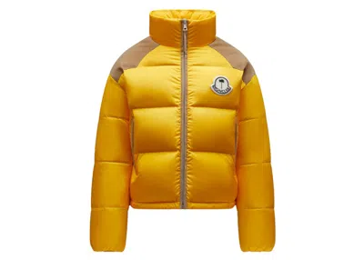 Pre-owned Moncler Men's  X Palm Angels Kelsey Short Down Jacket In Mustard Yellow