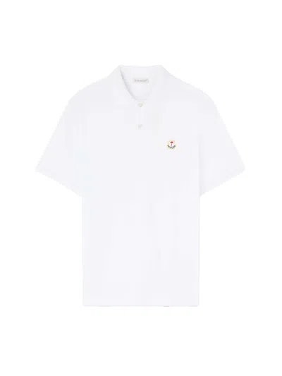 Pre-owned Moncler Men's  X Palm Angels Logo Polo Shirt In Optical White